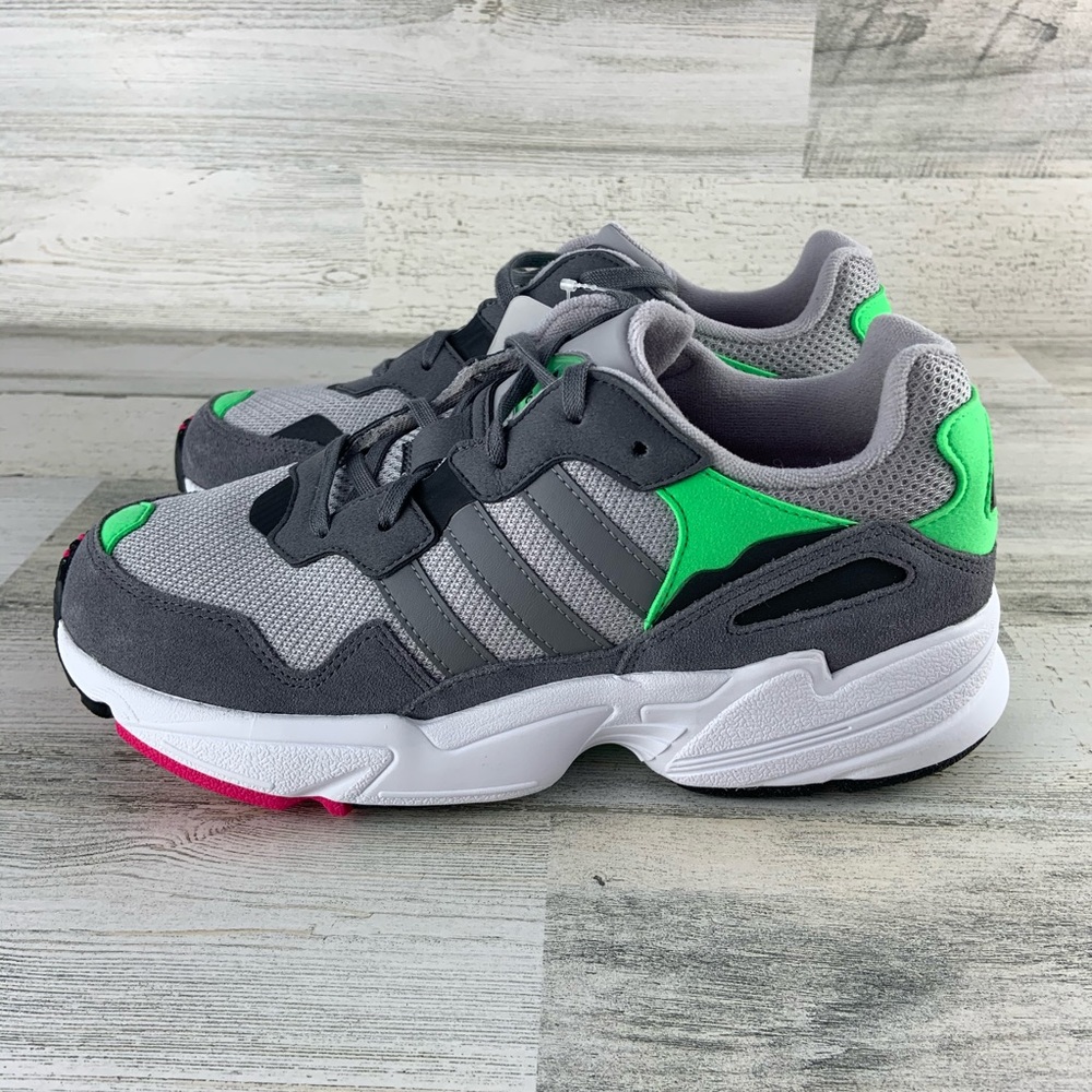 ADIDAS Yung-96J Grey Green Shock Pink NEW Sneakers Women 7.5 or Youth 6.5